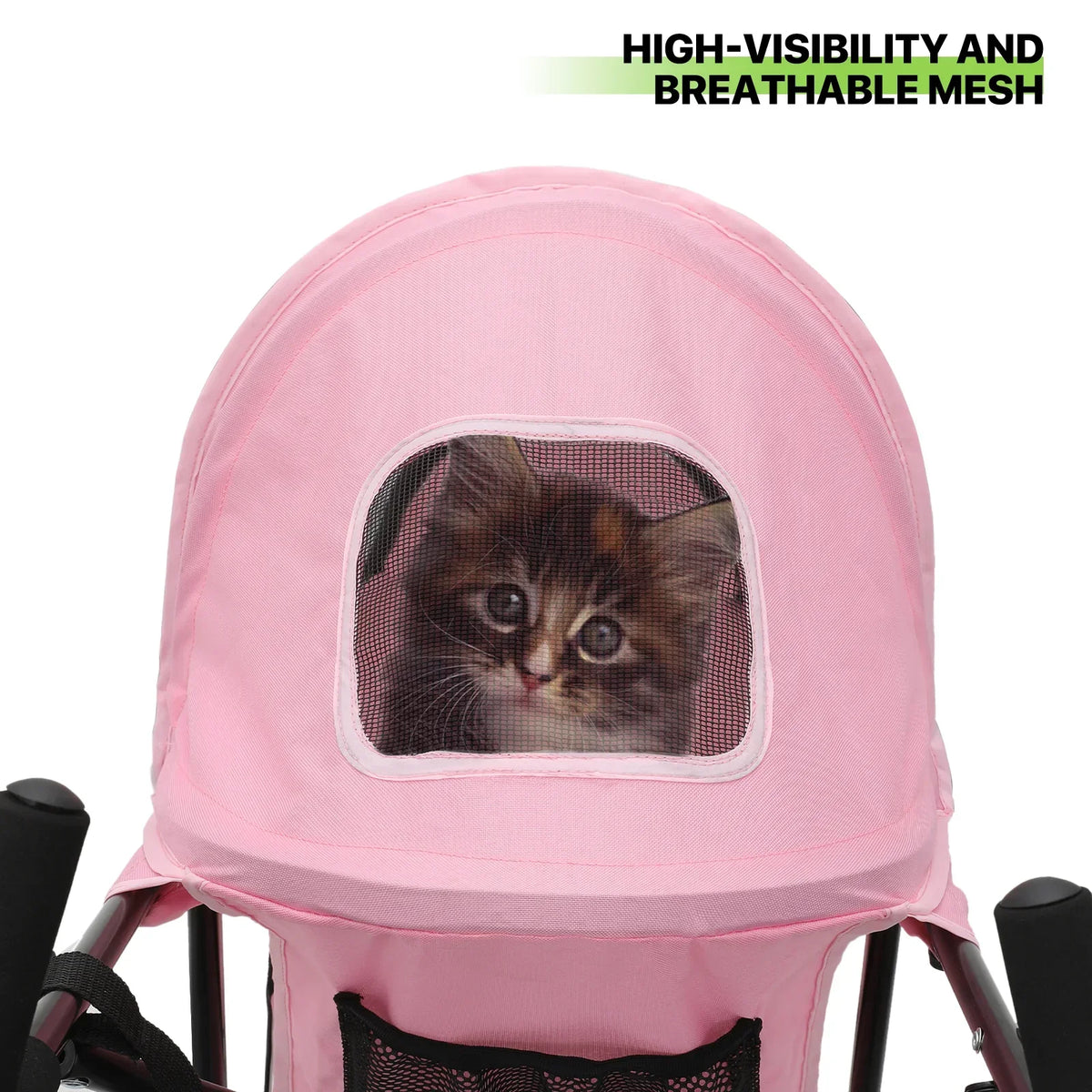 Magshion 4 Wheel Foldable Pet Stroller for Small Medium Dogs, Pink, 22 lbs