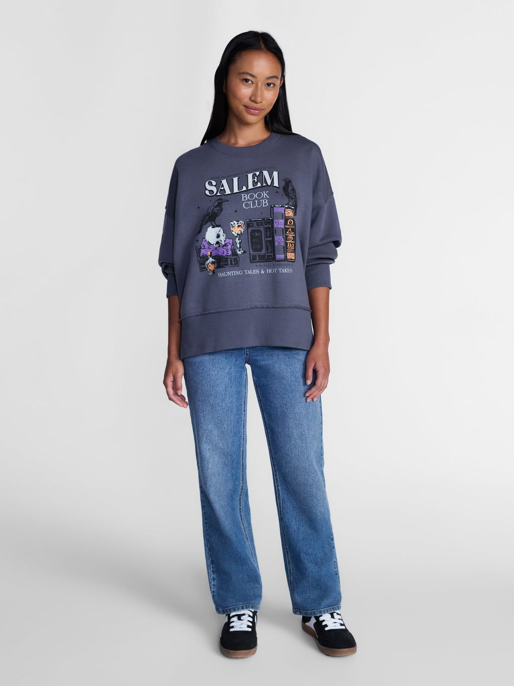 Women's Halloween Salem Book Club Graphic Fleece from Way to Celebrate, Sizes S-4X