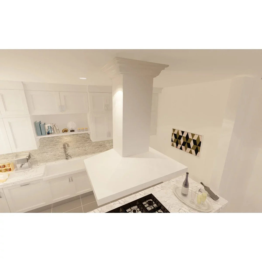 ZLINE Wooden Island Mount Range Hood, 30 in, White - KBiTT-30