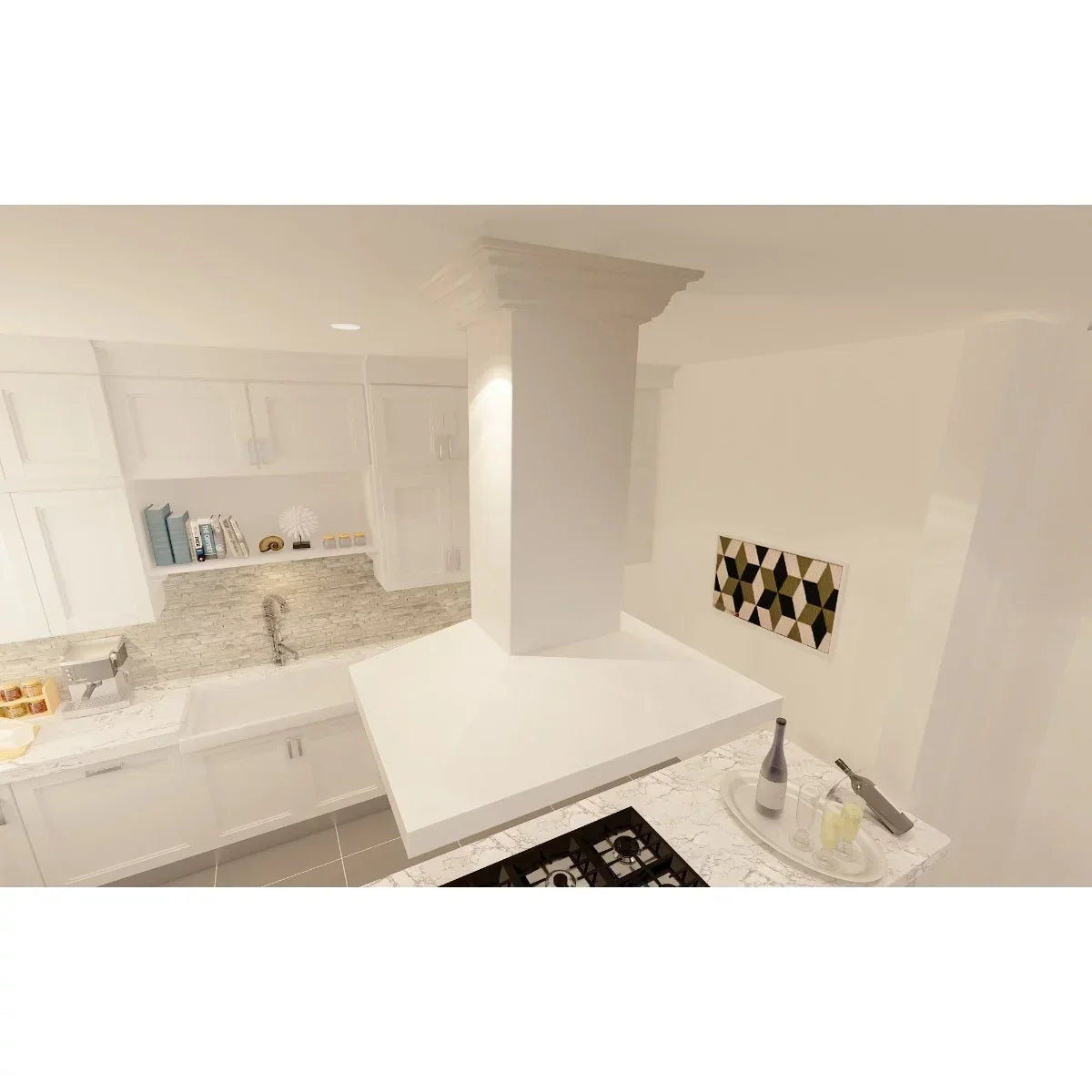 ZLINE Wooden Island Mount Range Hood, 30 in, White - KBiTT-30