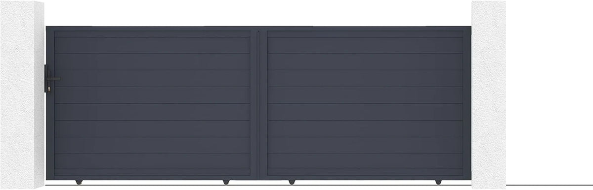 Casanoov Aluminum Swing Gate 392 cm x 161 cm Anthracite Gray RAL 7016 - KIT-000024