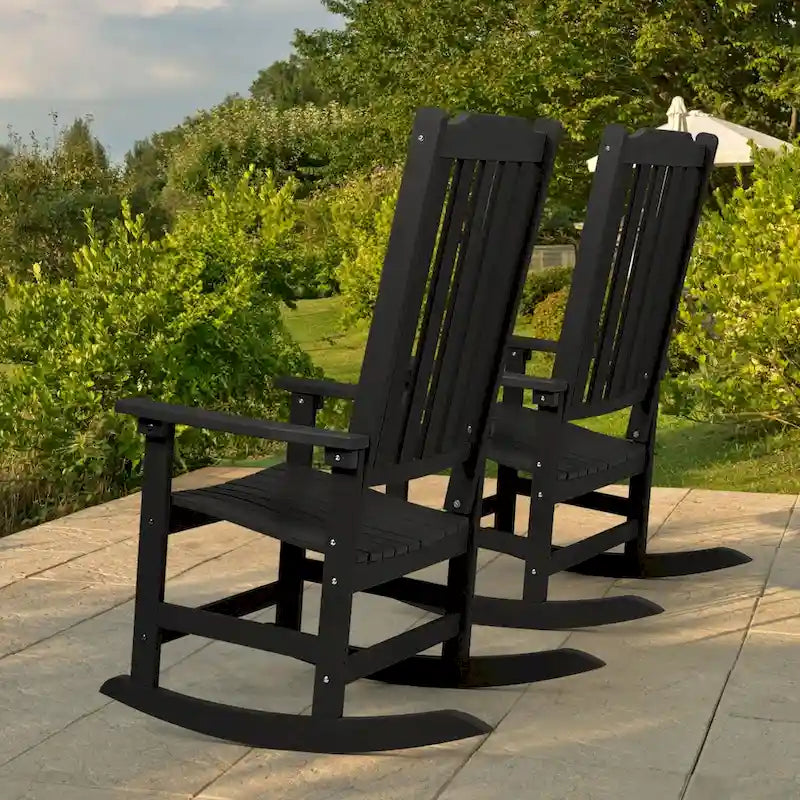 Vrakae Patio High-Back Rocking Chairs, 2-Piece, 21 x 34.6 x 46 Inches