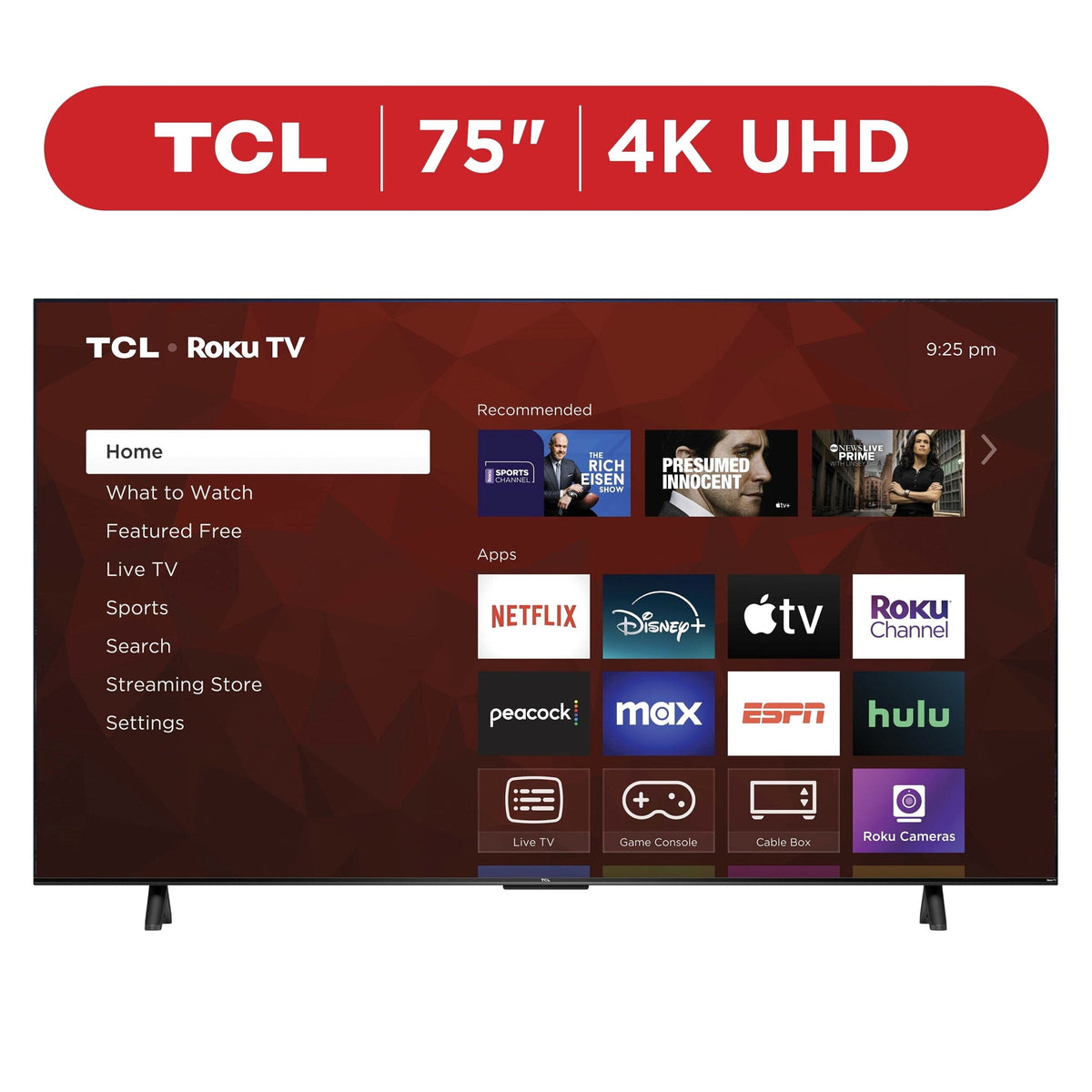 TCL 75in 4-Series 4K UHD HDR Smart TV With Roku And Voice Control