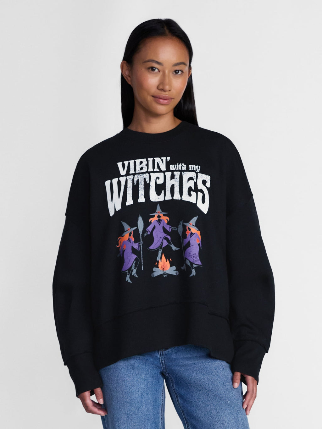 Women's Halloween Salem Book Club Graphic Fleece from Way to Celebrate, Sizes S-4X