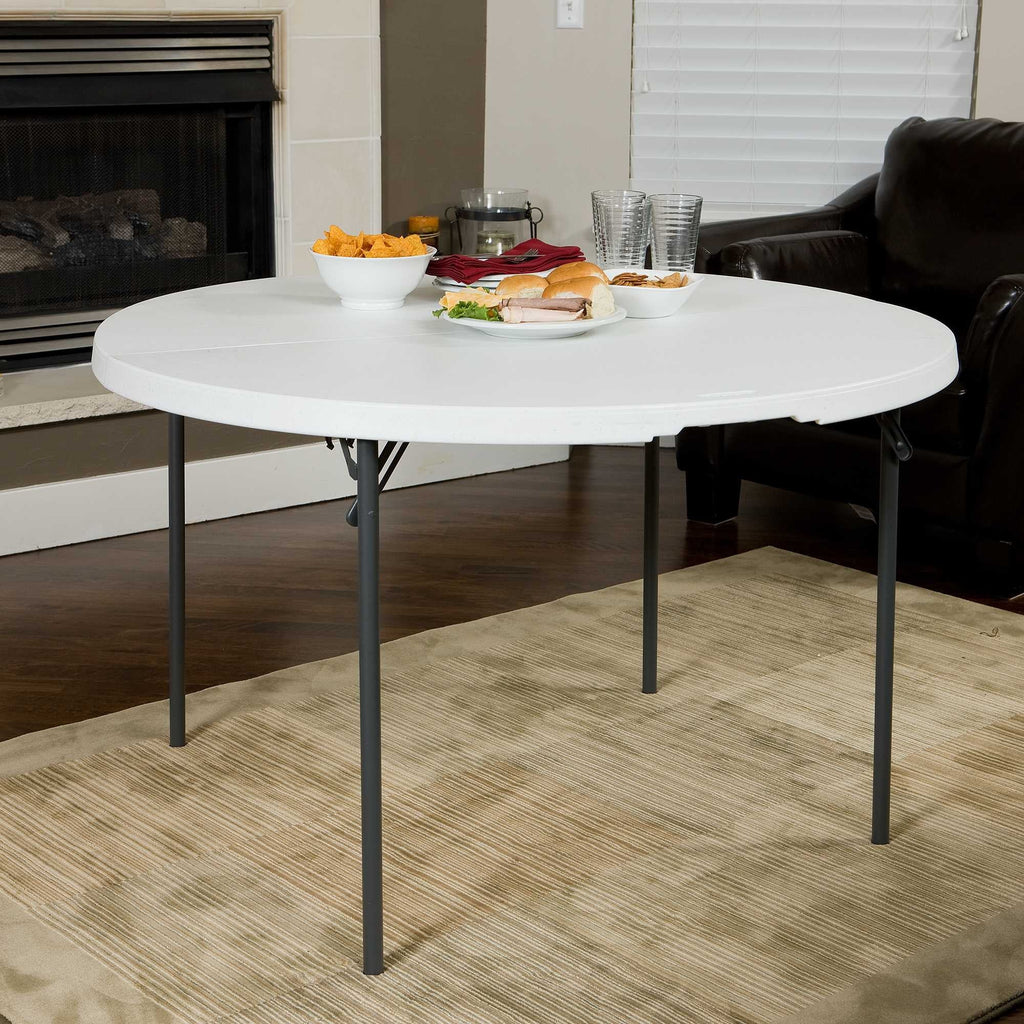 Lifetime 48 inch Round Fold-In-Half Table, White Granite - 280064
