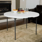 Lifetime 48 inch Round Fold-In-Half Table, White Granite - 280064