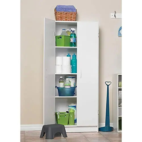 ClosetMaid Pantry Cabinet With 2 Doors, 4 Interior Shelves, 59.5 in H x 12.5 in D x 24 in W