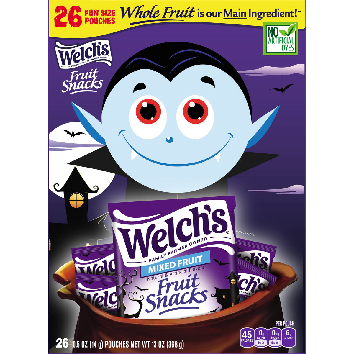 Welch's Fruit Snacks, Halloween, Mixed Fruit, Kids Snacks, 0.5 oz, 26 Count