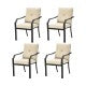4-Piece Outdoor Dining Chair Set With Removable Cushions, Black Frame And Beige Cushions - 27 x 24 x 35 in