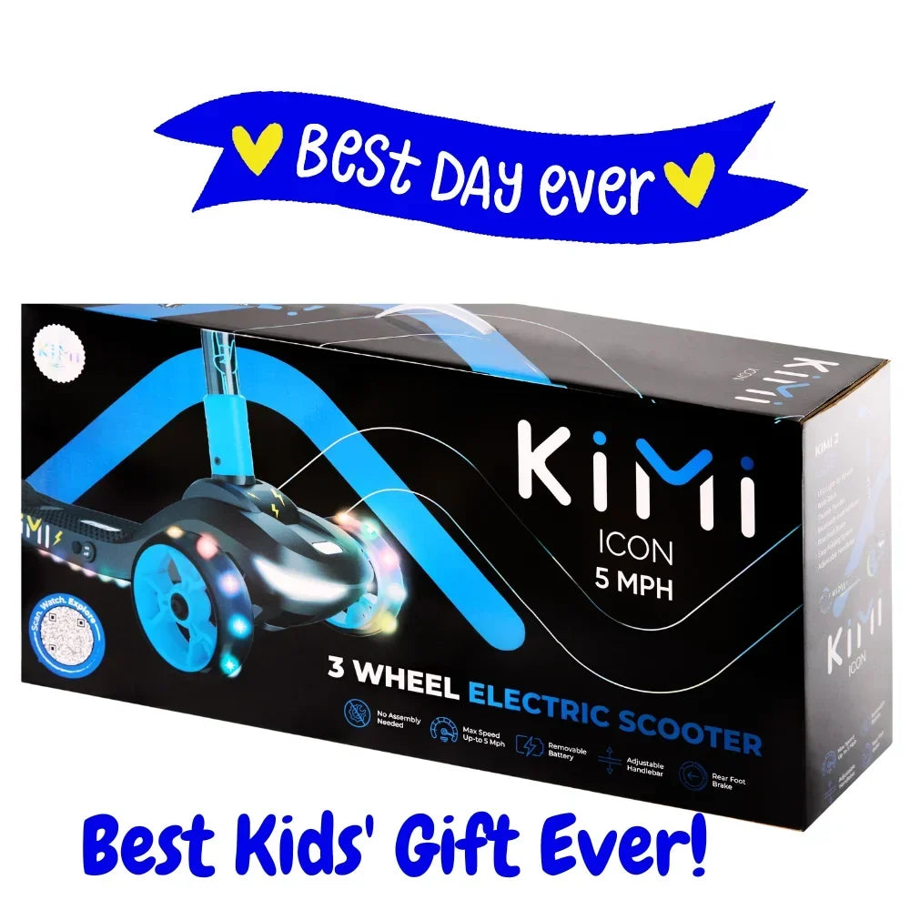 KIMI Kids 3-Wheel Electric Scooter, Adjustable, Ages 2-9, 5MPH, 10 Miles Range