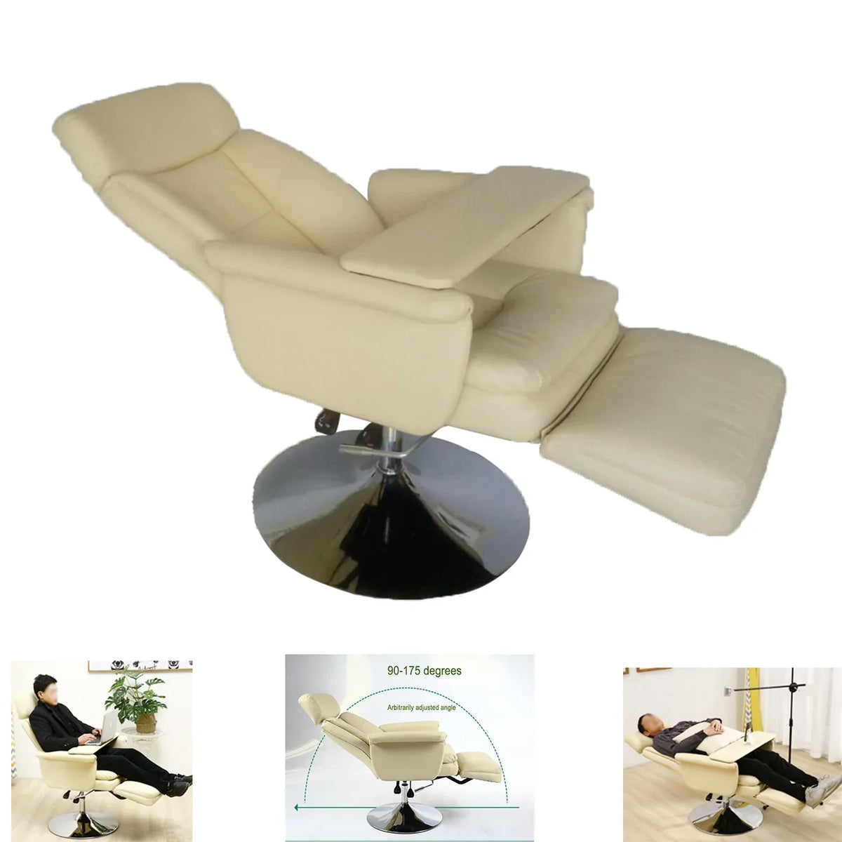 INTBUYING Facial Beauty Spa Salon Chair, White, Pneumatic 440LB Capacity, 360 Degree Rotation - TT-300100