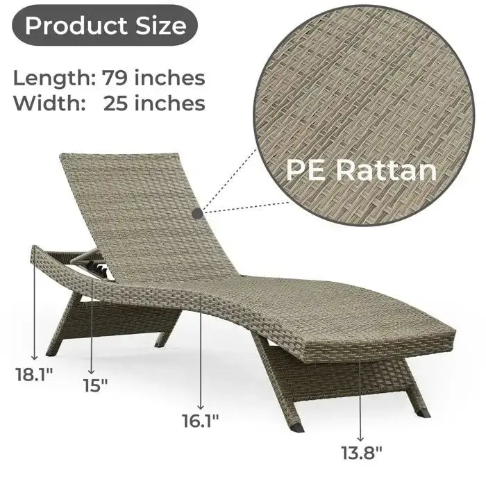 Weatherproof Wicker Chaise Lounge Set, Brown, 2-Piece