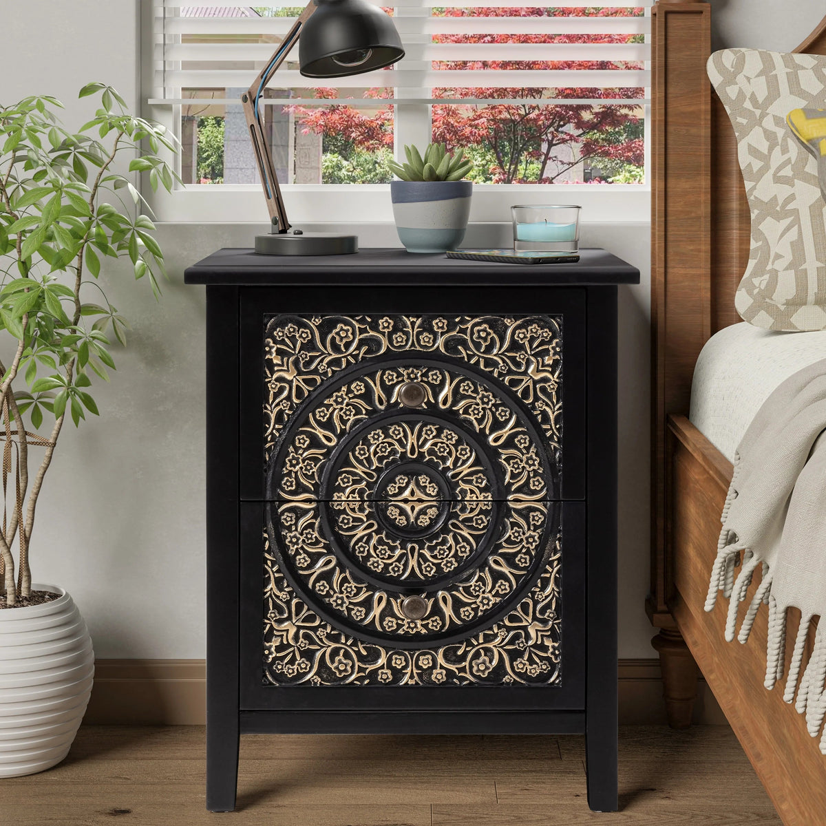 Farmhouse Fully Assembled Nightstand With 2 Drawers