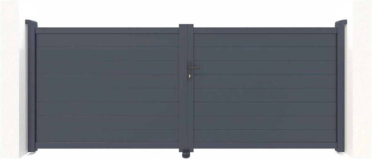Casanoov Aluminum Swing Gate 392 cm x 161 cm Anthracite Gray RAL 7016 - KIT-000024
