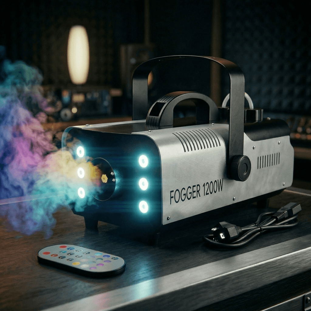 Halloween Fog Machine Smoke Machine 1200W with RGB LED Lights & Remote - Haze Smoke Generator for Halloween, Party, Stage, DJ, Club