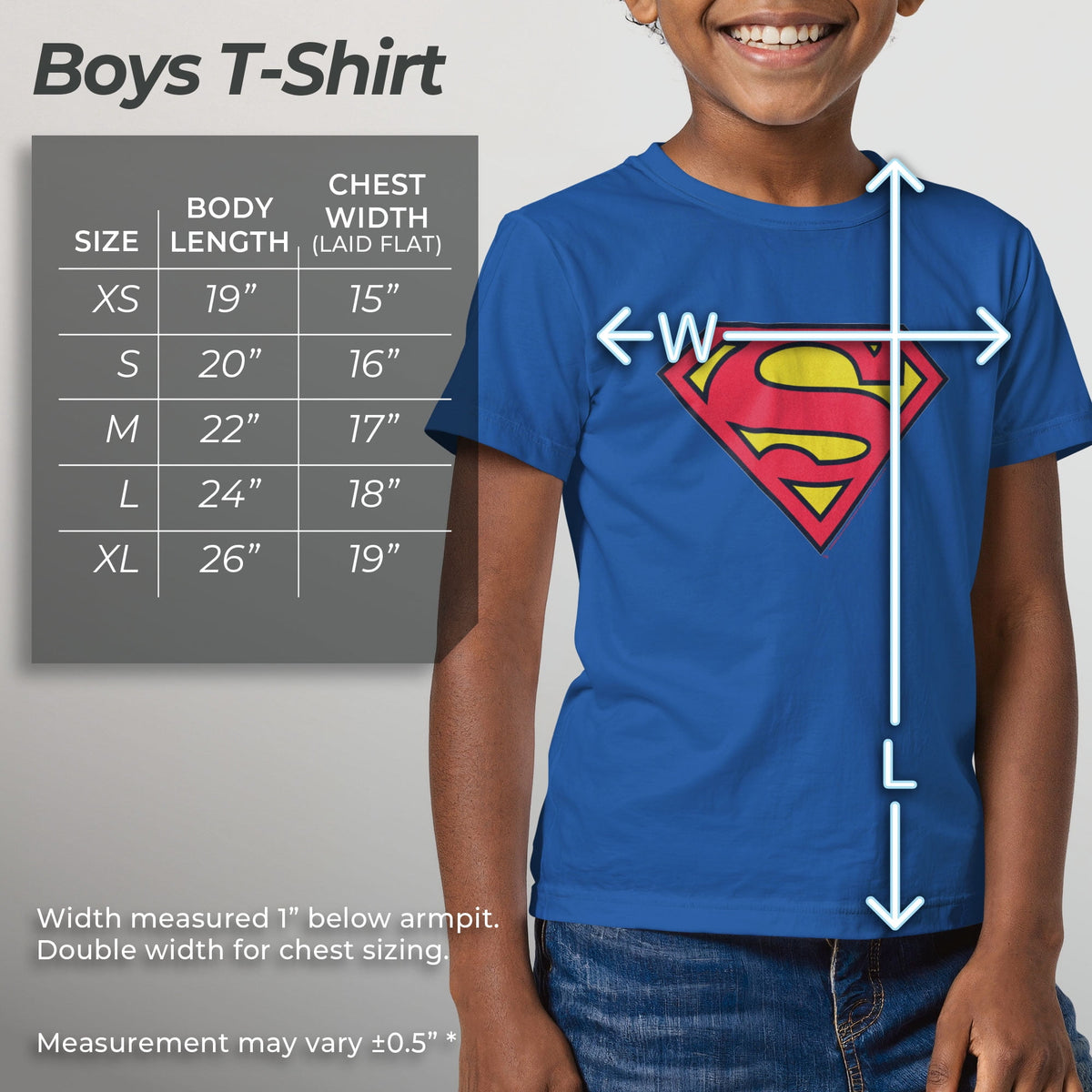 Boy's Superman Classic Logo Graphic Tee Royal Blue Medium