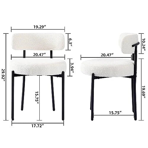 DYHOME Mid-Century Modern Dining Chairs, White, Set Of 4, Black Metal Legs