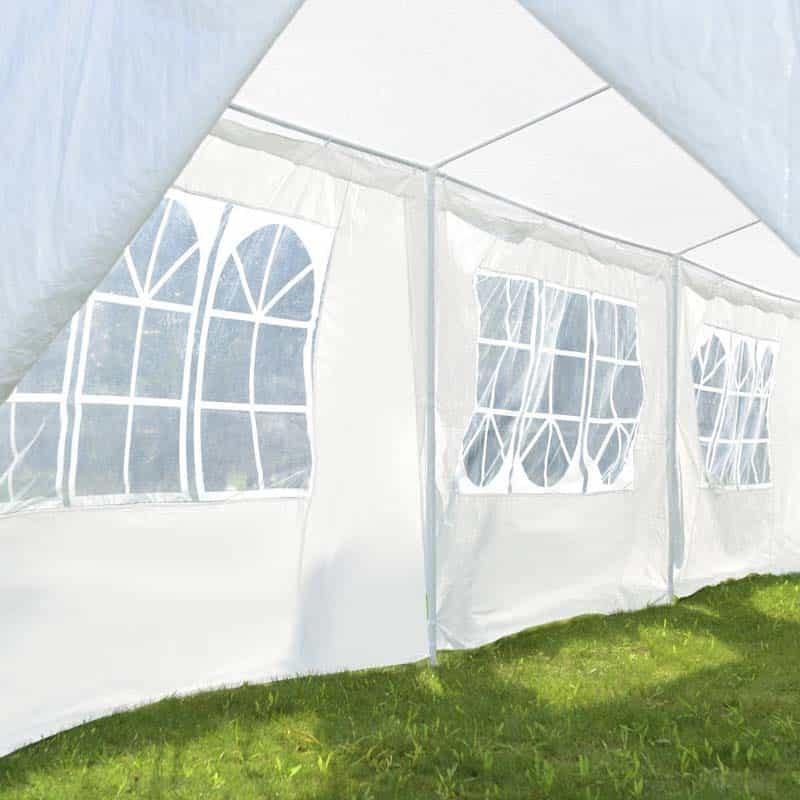 Outdoor Party Wedding Event Canopy Tent, 10 ft x 30 ft, White, 6 Removable Sidewalls, 2 Doorways