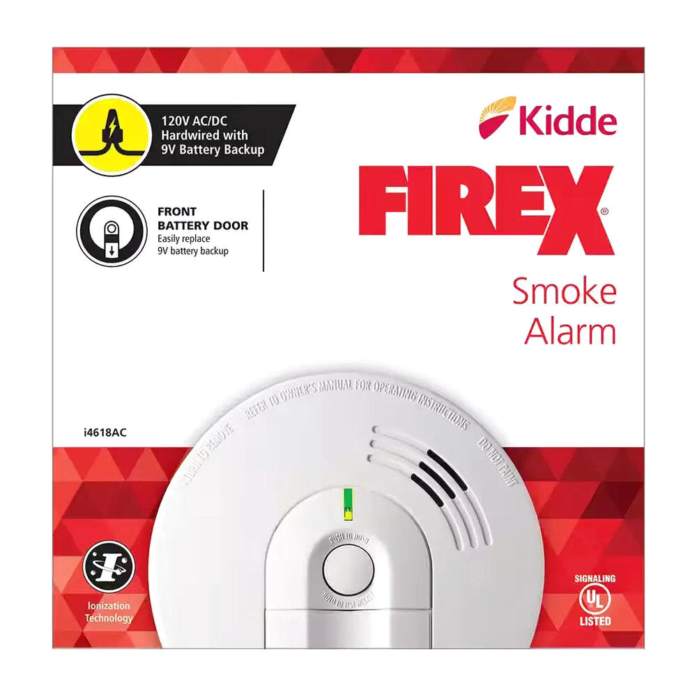 Kidde Firex Hardwired Ionization Smoke Detectors With Battery Backup, 4-Pack - i4618