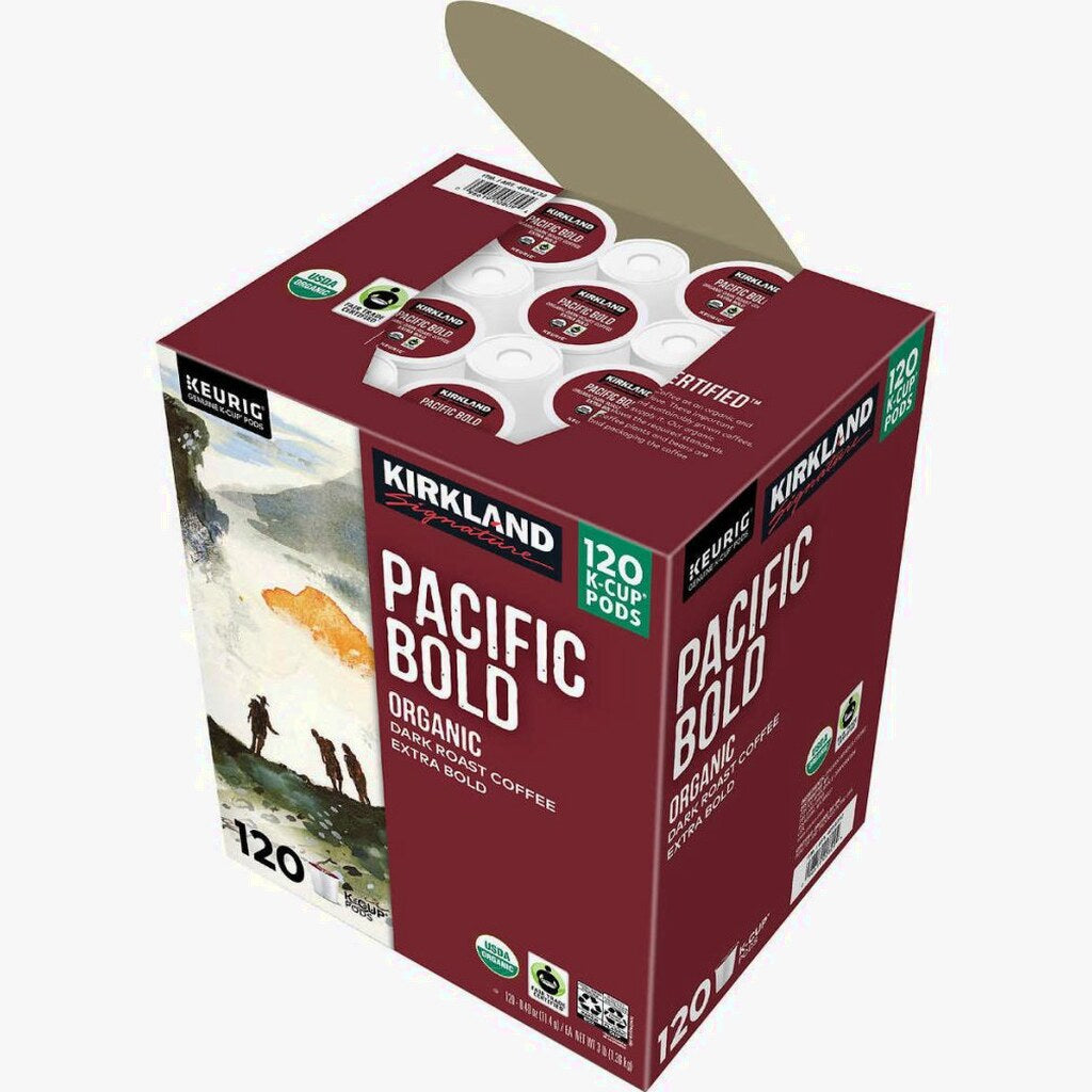 Kirkland Signature Organic Pacific Bold Dark Roast Coffee K-Cup Pods, 120-Count