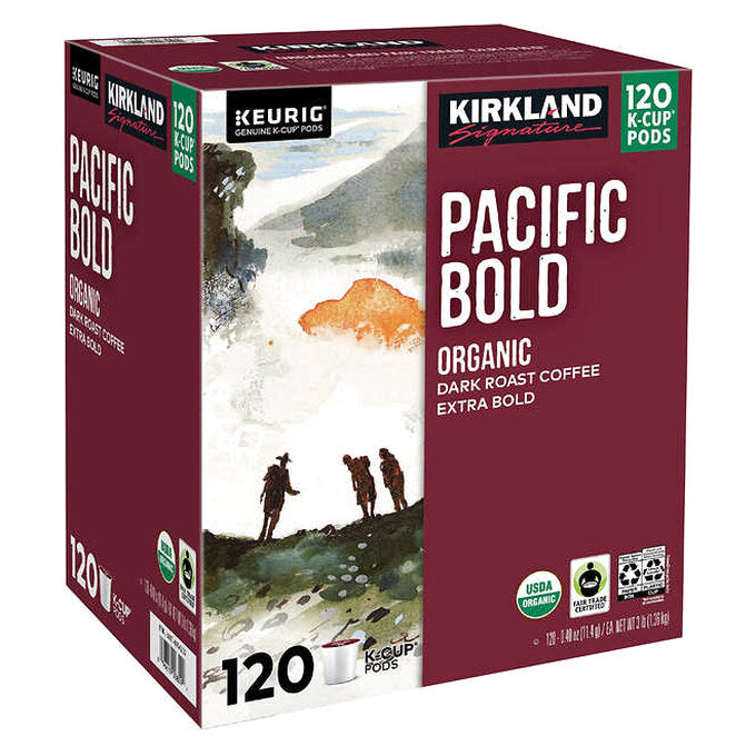 Kirkland Signature Organic Pacific Bold Dark Roast Coffee K-Cup Pods, 120-Count