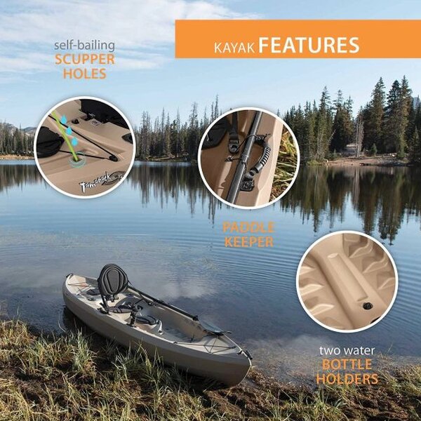 Lifetime Fishing Kayak 10ft 2-Pack With Paddles, UV-Protected HDPE, Tan - Tamarack Angler 100