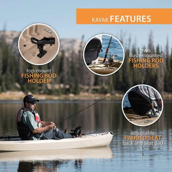 Lifetime Fishing Kayak 10ft 2-Pack With Paddles, UV-Protected HDPE, Tan - Tamarack Angler 100