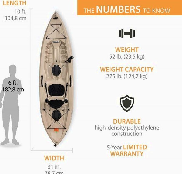 Lifetime Fishing Kayak 10ft 2-Pack With Paddles, UV-Protected HDPE, Tan - Tamarack Angler 100