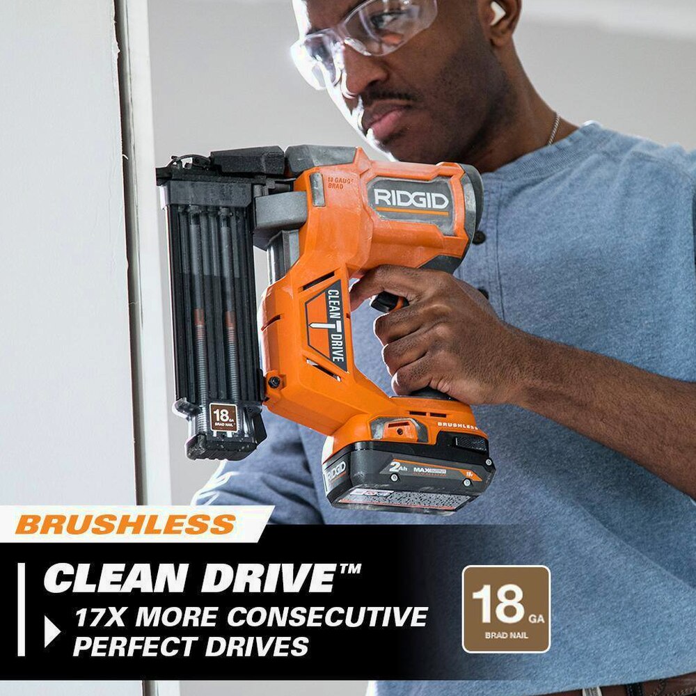 RIDGID 18V Brushless Cordless Nailer Combo Kit With 18-Gauge Brad And 16-Gauge Finish Nailers