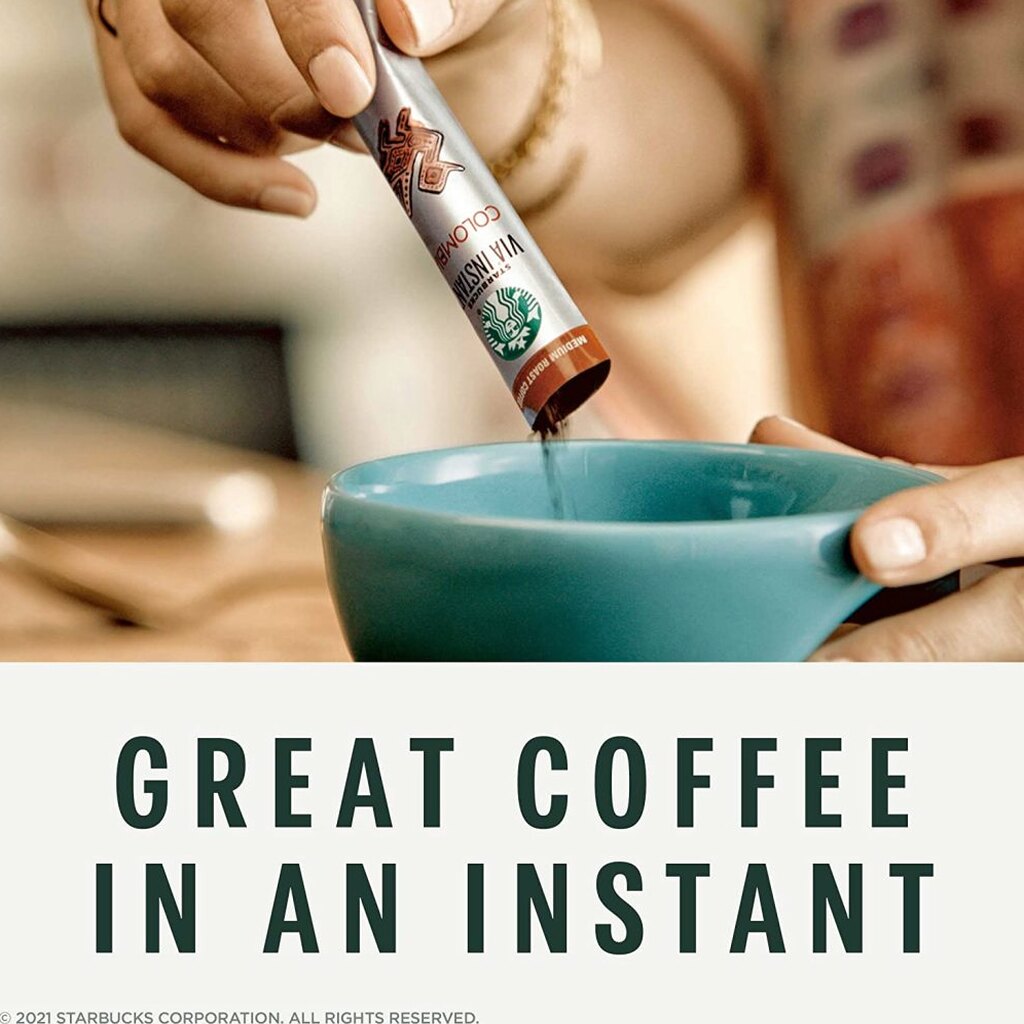 Starbucks VIA Instant Decaf Italian Roast Coffee Dark Roast 100% Arabica 50 Packets