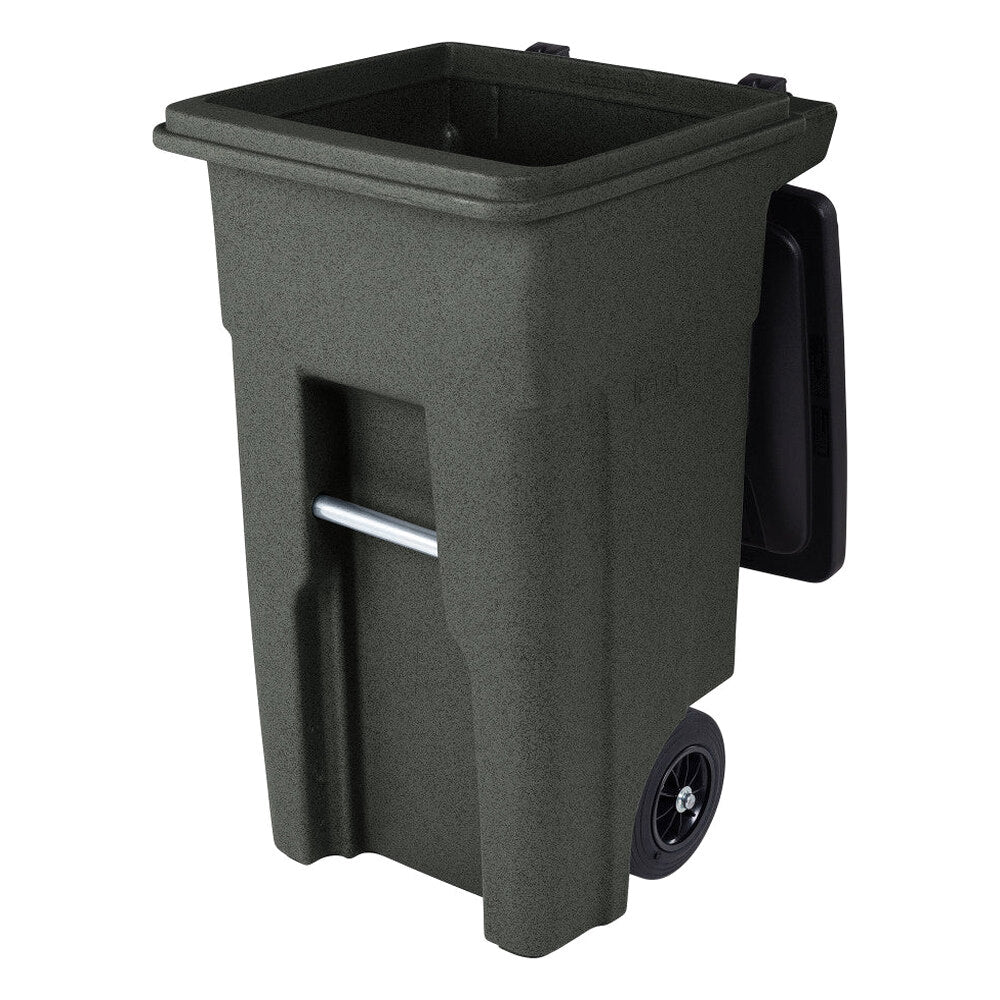 Toter 32 Gallon Greenstone Trash Can With Quiet Wheels And Attached Lid, 24.25 in D x 19.75 in W x 37.5 in H - ANA32-55410