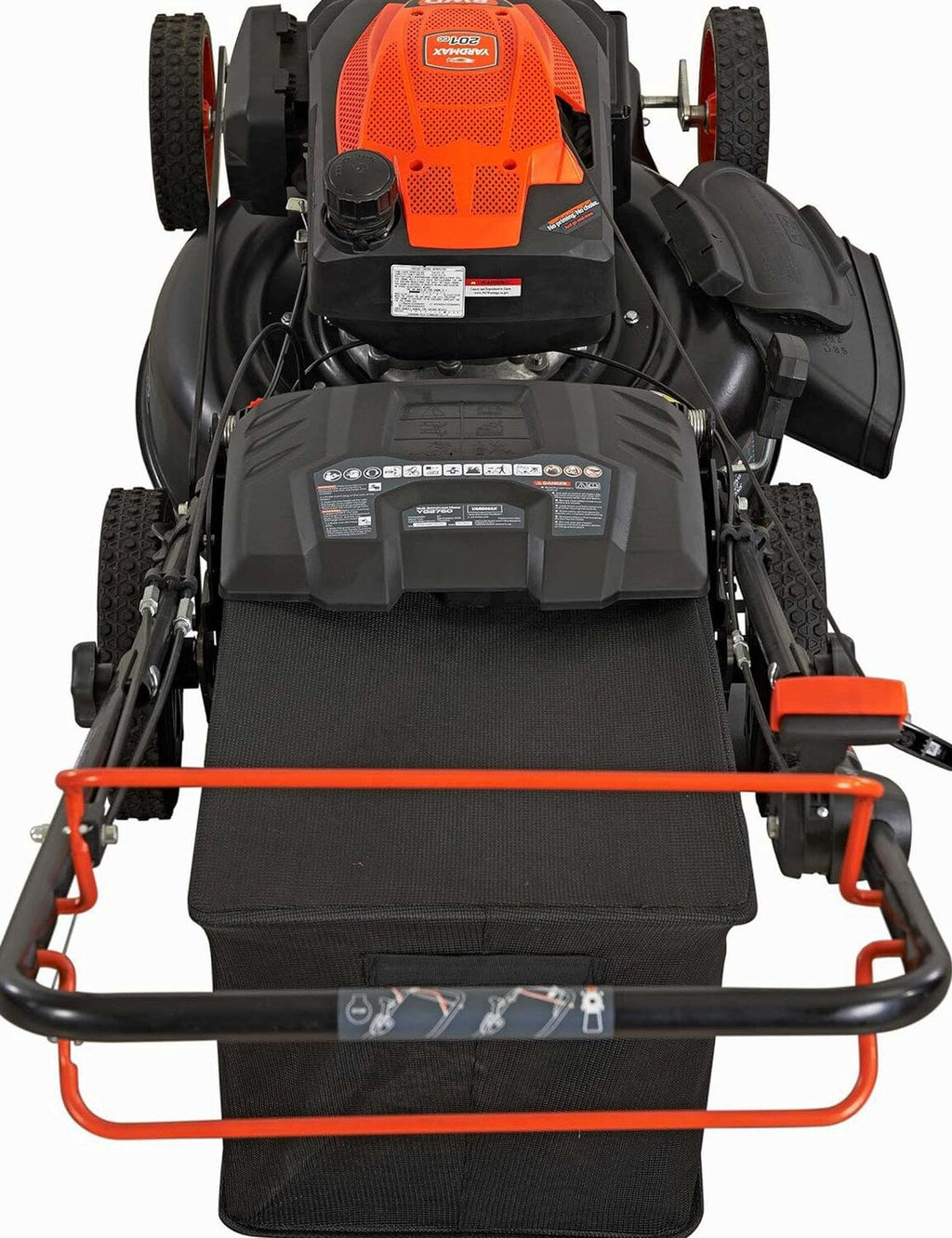 YARDMAX 22 inch Gas Self-Propelled Lawn Mower, 201cc, 6-Speed CVT, High Wheel RWD, 3-in-1, Black